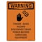 Signmission OSHA WARNING Sign, Finger, Hand Hazard W/ Symbol, 24in X 18in Rigid Plastic, 18" W, 24" L, Portrait OS-WS-P-1824-V-13180 - alternate 1
